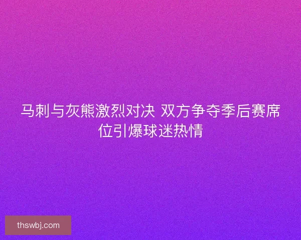 马刺与灰熊激烈对决 双方争夺季后赛席位引爆球迷热情