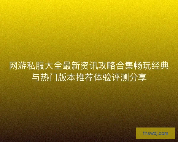 网游私服大全最新资讯攻略合集畅玩经典与热门版本推荐体验评测分享