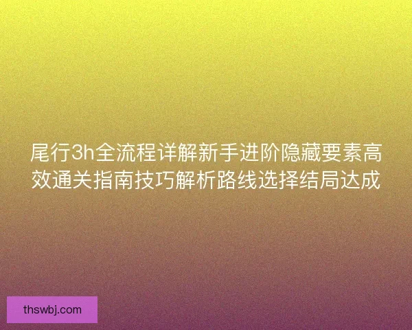 尾行3h全流程详解新手进阶隐藏要素高效通关指南技巧解析路线选择结局达成