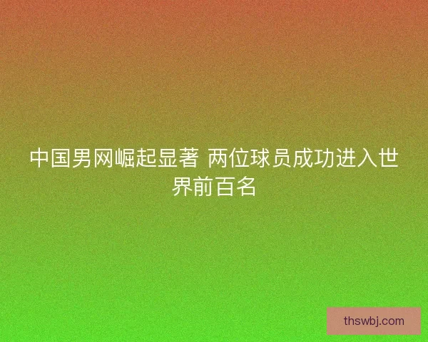 中国男网崛起显著 两位球员成功进入世界前百名 中国男网崛起显著 两位球员成功进入世界前百名